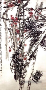 Wu cangshuo pin et prune fleur traditionnelle Peinture à l'huile